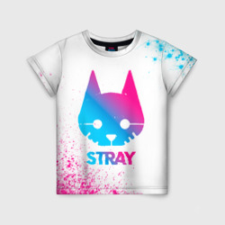 Детская футболка 3D Stray neon gradient style