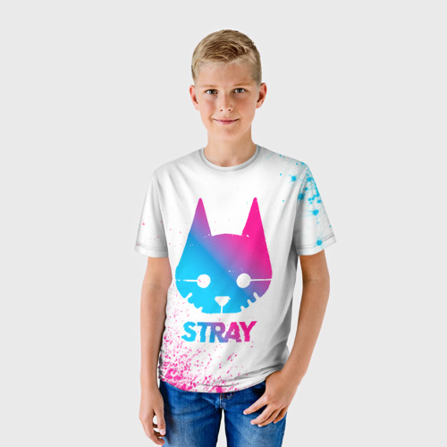 Детская футболка 3D Stray neon gradient style, цвет 3D печать - фото 3