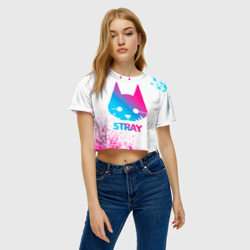 Женская футболка Crop-top 3D Stray neon gradient style - фото 2