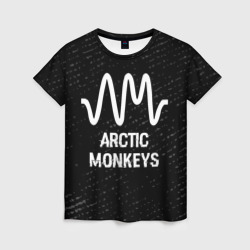 Женская футболка 3D Arctic Monkeys glitch на темном фоне