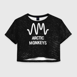 Женская футболка Crop-top 3D Arctic Monkeys glitch на темном фоне