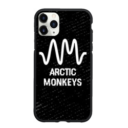 Чехол для iPhone 11 Pro Max матовый Arctic Monkeys glitch на темном фоне