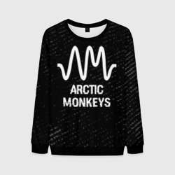 Мужской свитшот 3D Arctic Monkeys glitch на темном фоне