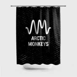 Штора 3D для ванной Arctic Monkeys glitch на темном фоне