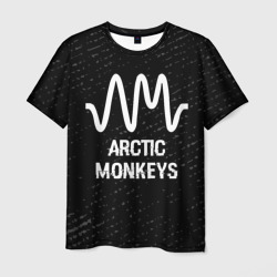 Мужская футболка 3D Arctic Monkeys glitch на темном фоне