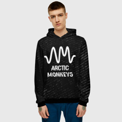 Мужская толстовка 3D Arctic Monkeys glitch на темном фоне - фото 2