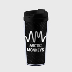 Термокружка-непроливайка Arctic Monkeys glitch на темном фоне