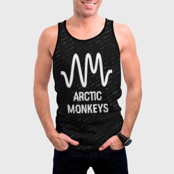 Мужская майка 3D Arctic Monkeys glitch на темном фоне - фото 2