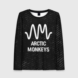 Женский лонгслив 3D Arctic Monkeys glitch на темном фоне