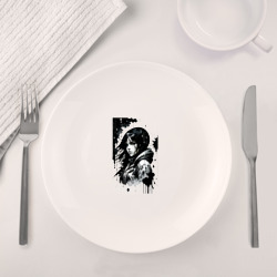 Набор: тарелка + кружка Девчонка мокнет под дождём - нейросеть - фото 2