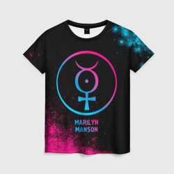 Женская футболка 3D Marilyn Manson - neon gradient