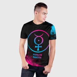 Мужская футболка 3D Slim Marilyn Manson - neon gradient - фото 2