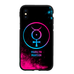 Чехол для iPhone XS Max матовый Marilyn Manson - neon gradient