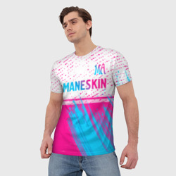 Мужская футболка 3D Maneskin neon gradient style: символ сверху - фото 2