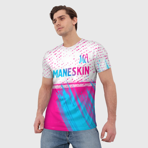 Мужская футболка 3D Maneskin neon gradient style: символ сверху, цвет 3D печать - фото 3