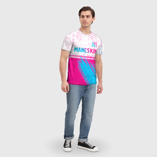 Мужская футболка 3D Maneskin neon gradient style: символ сверху, цвет 3D печать - фото 5