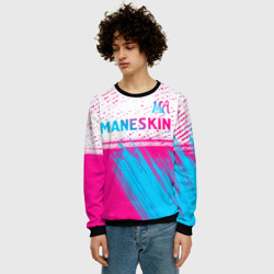 Мужской свитшот 3D Maneskin neon gradient style: символ сверху - фото 2