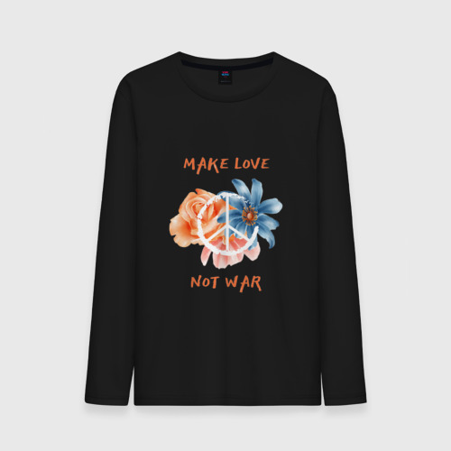 Мужской лонгслив хлопок Make love not war2, цвет черный