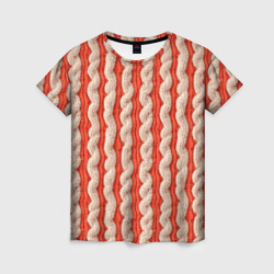 Вязанные оранжевые белые полосы – Женская футболка 3D с принтом купить со скидкой в -26%