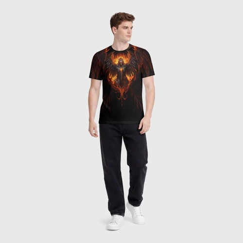 Мужская футболка 3D с принтом Дерзкий Феникс, вид сбоку #3