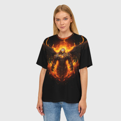 Женская футболка oversize 3D Пламенный Бог Тот - фото 2