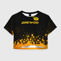 Женская футболка Crop-top 3D Daewoo - gold gradient: символ сверху