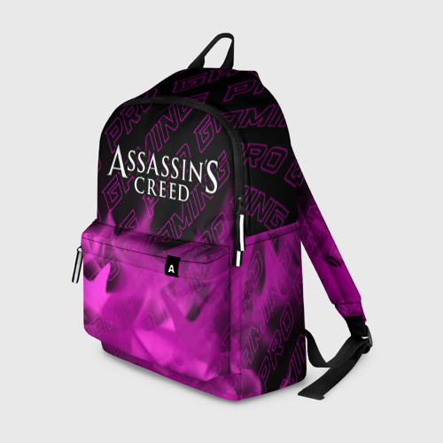 Рюкзак 3D с принтом Assassin's Creed pro gaming: символ сверху, вид спереди #2