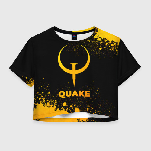 Женская футболка Crop-top 3D Quake - gold gradient, цвет 3D печать