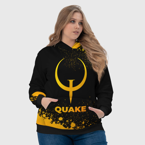 Женская толстовка 3D Quake - gold gradient, цвет 3D печать - фото 6