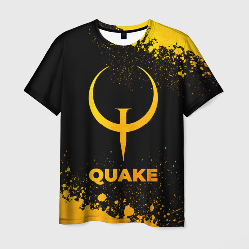 Мужская футболка с принтом Quake - gold gradient, вид спереди №1