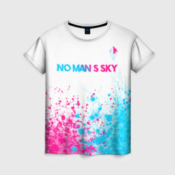 Женская футболка 3D No Man's Sky neon gradient style: символ сверху