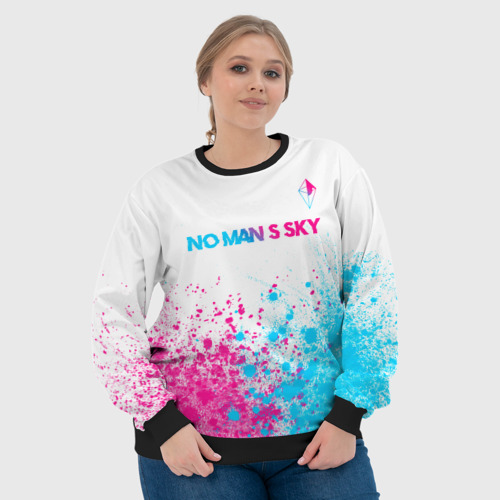 Женский свитшот 3D No Man's Sky neon gradient style: символ сверху, цвет 3D печать - фото 6