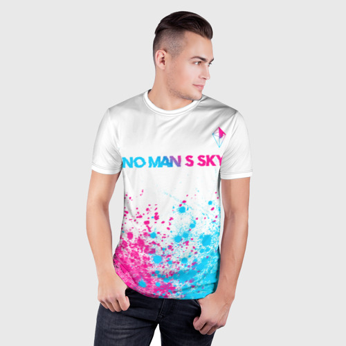 Мужская футболка 3D Slim No Man's Sky neon gradient style: символ сверху, цвет 3D печать - фото 3