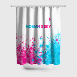 Штора 3D для ванной No Man's Sky neon gradient style: символ сверху