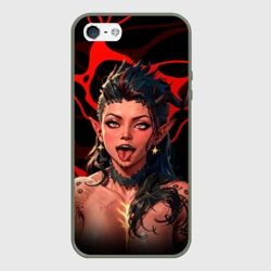 Чехол для iPhone 5/5S матовый Карлах - красные разводы - врата балдура