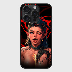 Чехол силиконовый для Apple iPhone 15 Pro матовый Карлах - красные разводы - врата балдура