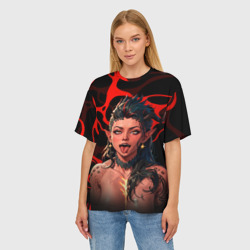 Женская футболка oversize 3D Карлах - красные разводы - врата балдура - фото 2
