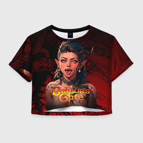 Женская футболка Crop-top 3D Карлах - ахегао, цвет 3D печать