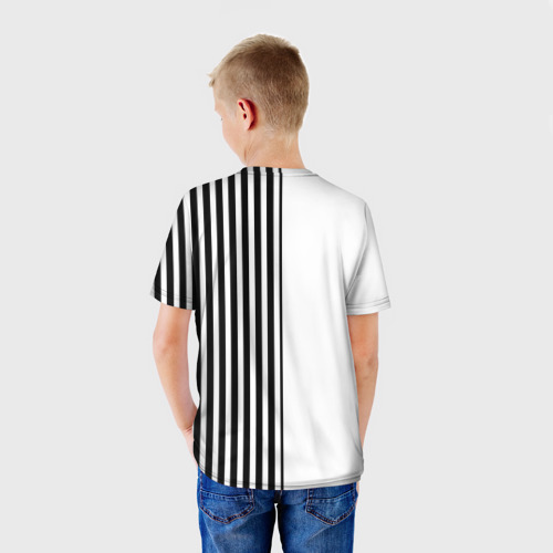 Детская футболка 3D Барби - белый и черные полосы, цвет 3D печать - фото 4