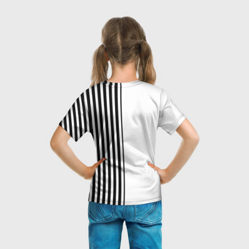 Детская футболка 3D Барби - белый и черные полосы, цвет 3D печать - фото 6