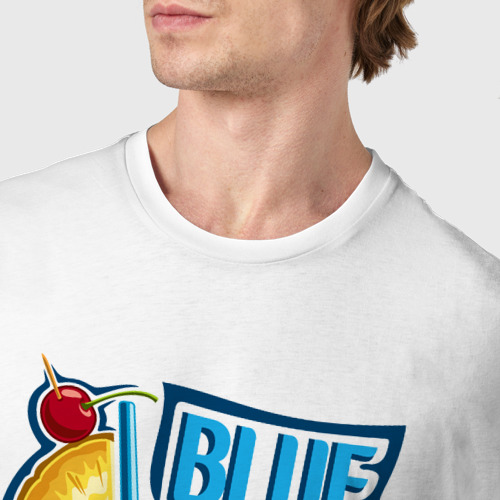 Мужская футболка хлопок с принтом Голубые Гавайи, фото #4