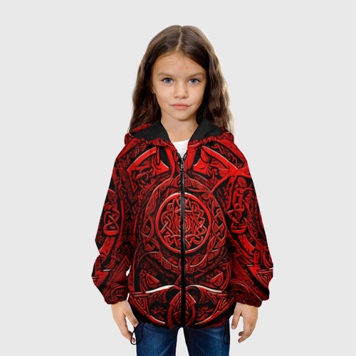 Детская куртка 3D Скандинавский орнамент  викингов, цвет черный - фото 4