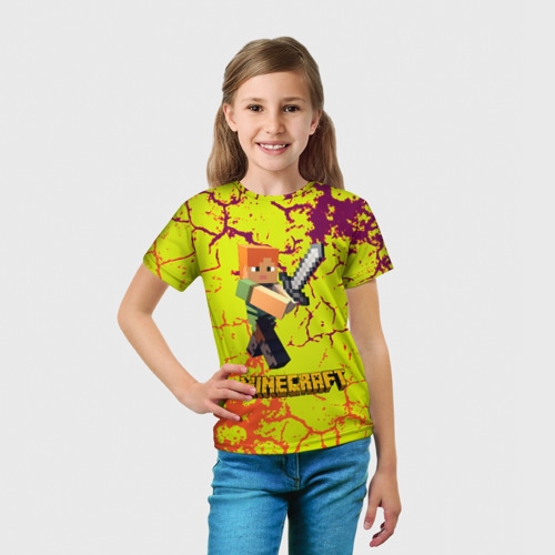 Детская футболка 3D Майнкрафт земля трещины, цвет 3D печать - фото 5