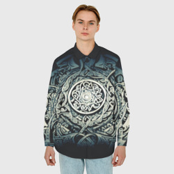 Мужская рубашка oversize 3D Орнамент и руны скандинавских викингов - фото 2