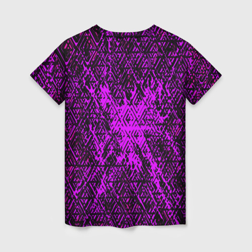 Женская футболка 3D с принтом Фиолетовая глитч инфекция, вид сзади #1