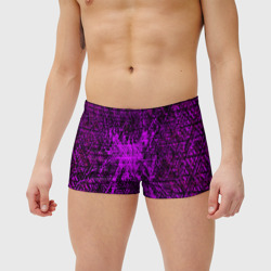Мужские купальные плавки 3D Фиолетовая глитч инфекция - фото 2