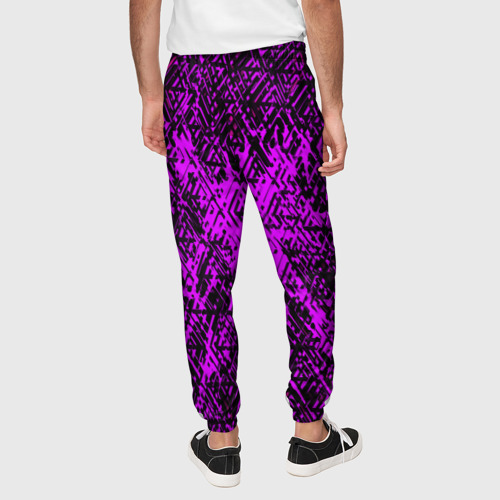 Мужские брюки 3D Фиолетовая глитч инфекция, цвет 3D печать - фото 5