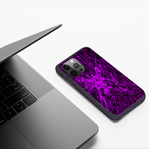 Чехол для iPhone 12 Pro с принтом Фиолетовая глитч инфекция, фото #4