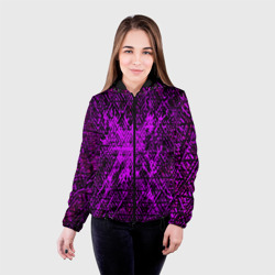 Женская куртка 3D Фиолетовая глитч инфекция - фото 2