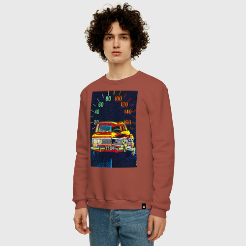 Мужской свитшот хлопок с принтом Автомобиль советский, фото на моделе #1